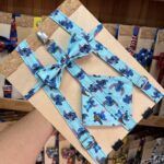 Cinturón y lazo de diseño de Stitch Lilo y Stich en azul para niños y adultos.