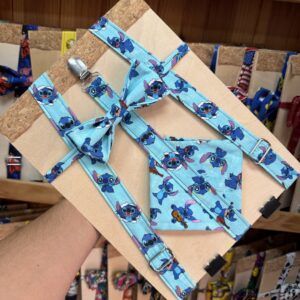 Cinturón y lazo de diseño de Stitch Lilo y Stich en azul para niños y adultos.