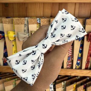 Pulsera de tela con estampado de anclas blancas y negras, accesorios de moda náutica para mascotas.