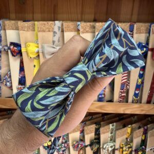 1. Pajarita estampada azul y verde para mujer y hombre, accesorios de moda original.