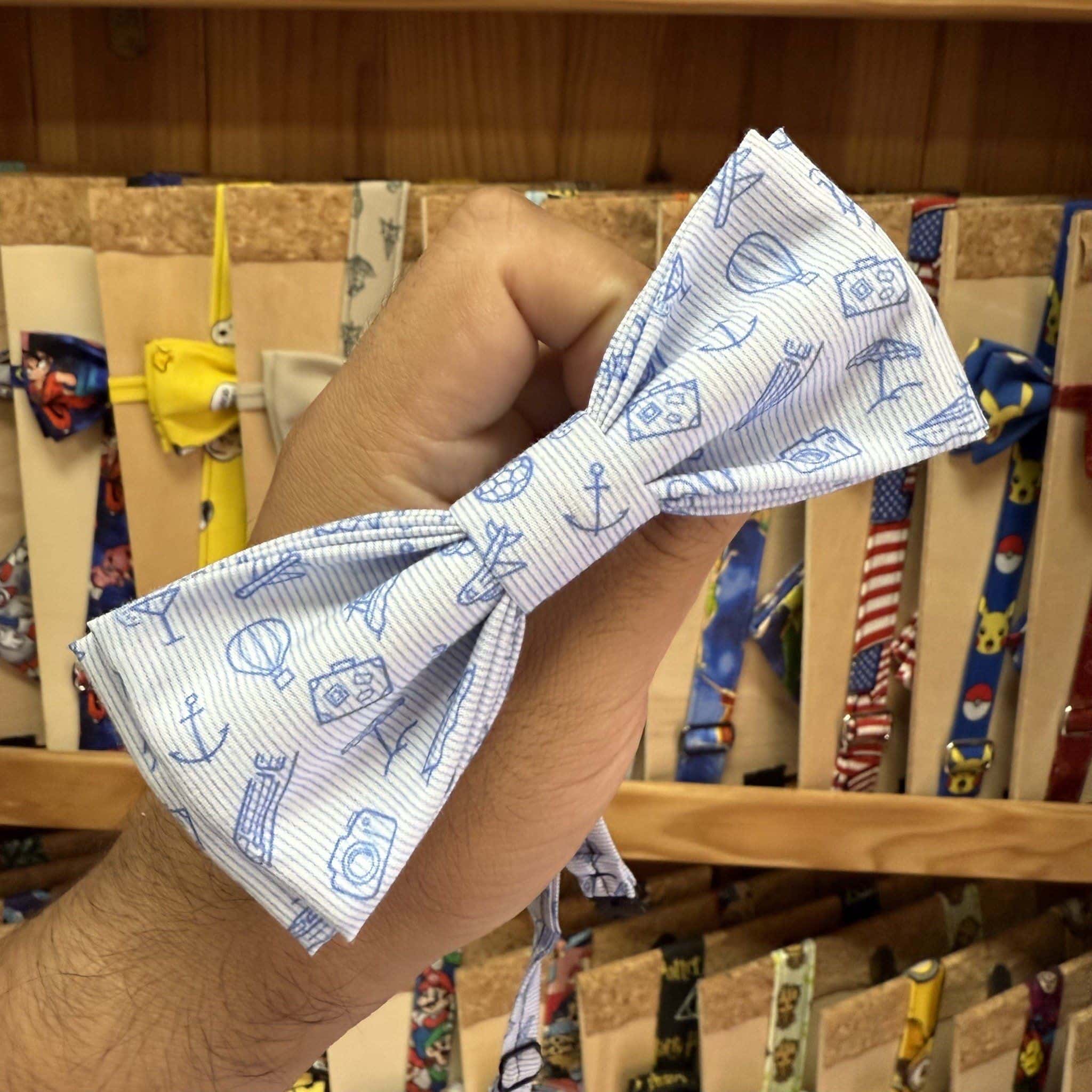 1. Lazo de tela con estampado náutico y personajes infantiles para accesorios de moda.