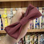 1. Lazo de tela a cuadros en rojo y negro para accesorios de moda y peinados.