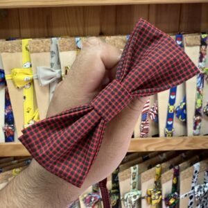 1. Lazo de tela a cuadros en rojo y negro para accesorios de moda y peinados.