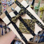 Cinta y pajarita de lunares negros y dorados para niños, accesorios de moda para mascotas.