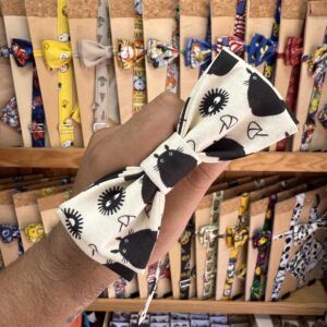 1. Lazo de tela con diseño de gatos y ojos, accesorios para peinados estilo divertido y juvenil.