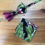 1. Accesorios de moda con tela floral, lazo y bolsillo de estilo colorido y elegante.