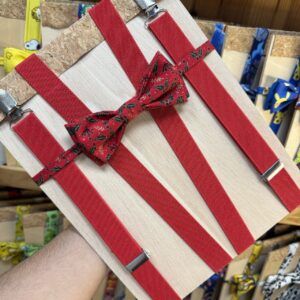 Lazo de tela con estampado navideño para accesorios de moda y decoración.